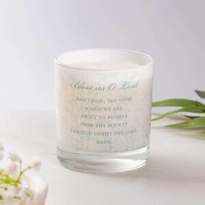 Bless Us O Lord Toile Prayer Candle